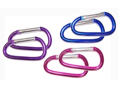 Inkology 2.25"W Carabiner Clips, Assorted Colors, 6/Set (147-8)