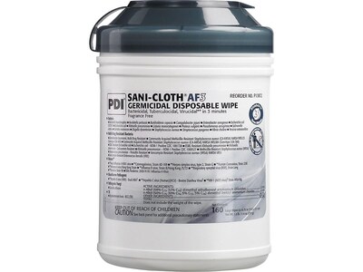 PDI Sani-Cloth AF3 Disinfecting Wipes, 160 Wipes/Canister, 12 Canisters/Carton (P13872CT)