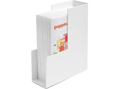 Poppin 12.25"H x 3.75"W x 9.75"D Plastic Magazine File, White, Each (101281)