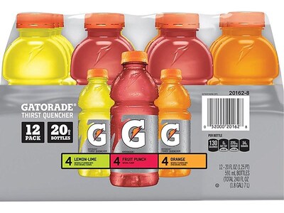 Gatorade Thirst Quencher Assorted Flavor Liquid Sports Drink, 20 Fl. oz, 12/Carton (QUA20162)