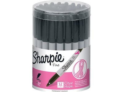 Sharpie Pink Ribbon Permanent Markers, Fine Tip, Black, 36/Pack (1801745)