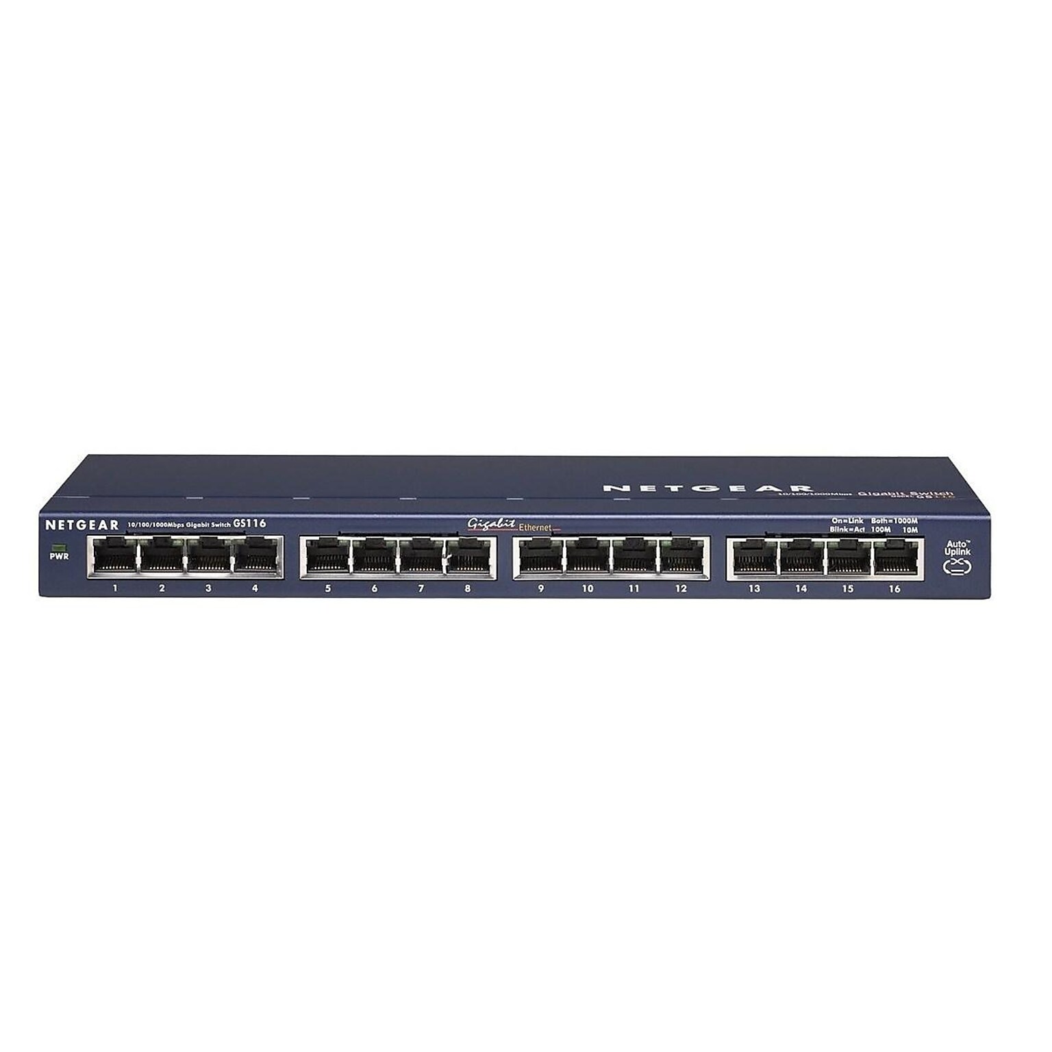Netgear ProSAFE 16-Port Gigabit Ethernet Unmanaged Switch, 10/100/1000 Mbps, Blue (GS116NA)