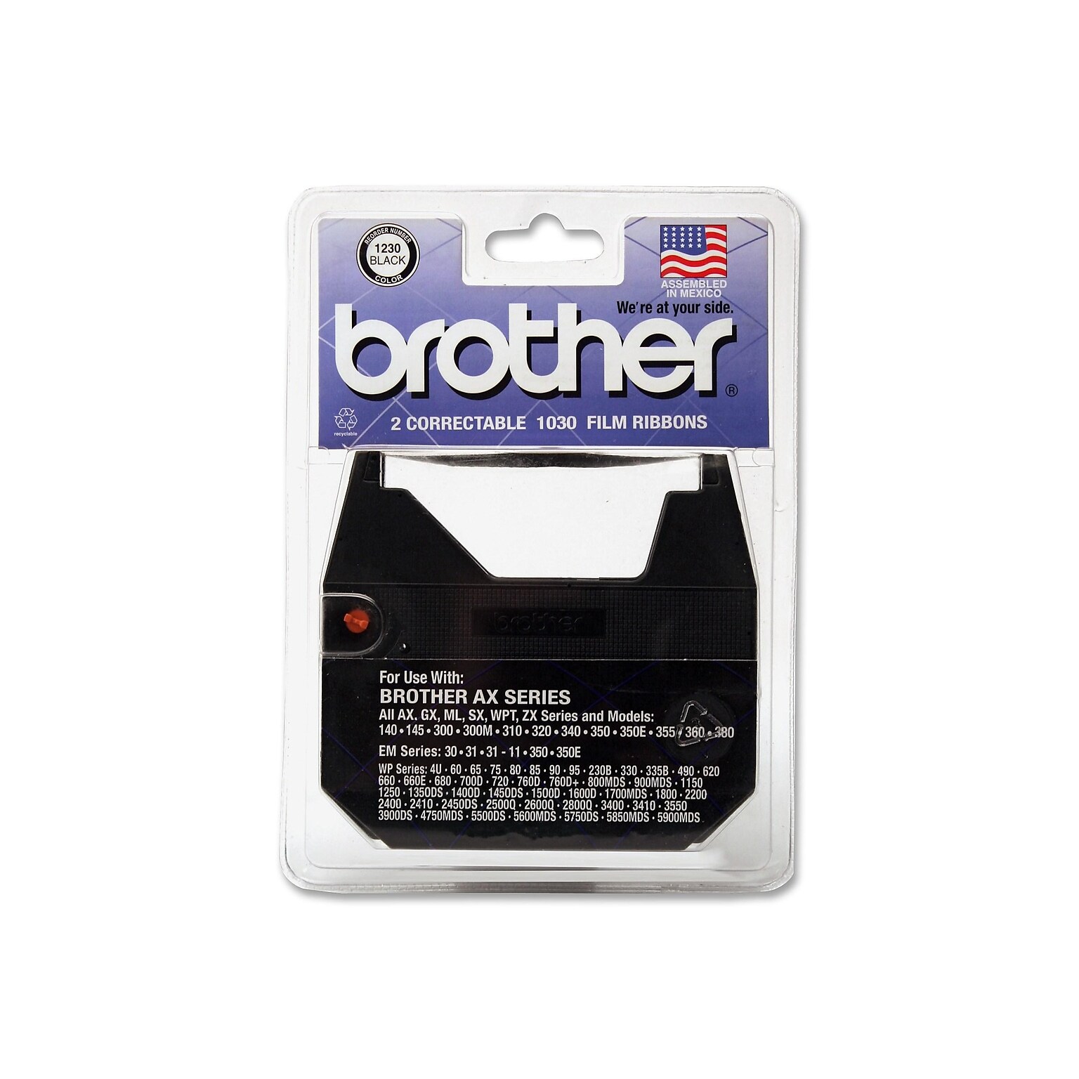 Brother AX/GX/SX/WPT/ZX Black Print Ribbons, 2/Pack (1230)