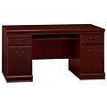 Bush Furniture Birmingham Credenza Desk with Keyboard Tray and Storage, Harvest Cherry/Harvest Cherry (EX26603-03)