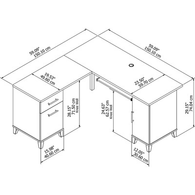 Bush Furniture Somerset 60"W L Shaped Desk with Storage, Maple Cross (WC81430K)