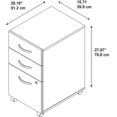 Bush Business Furniture Westfield 3-Drawer Mobile Vertical File Cabinet, Letter/Legal Size, Lockable, Mocha Cherry (WC12953)