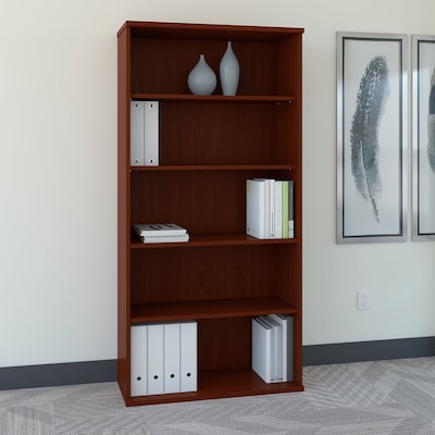Bush Business Furniture Series C 72.79 5-Shelf Bookcase with Adjustable Shelves, Mahogany Laminated