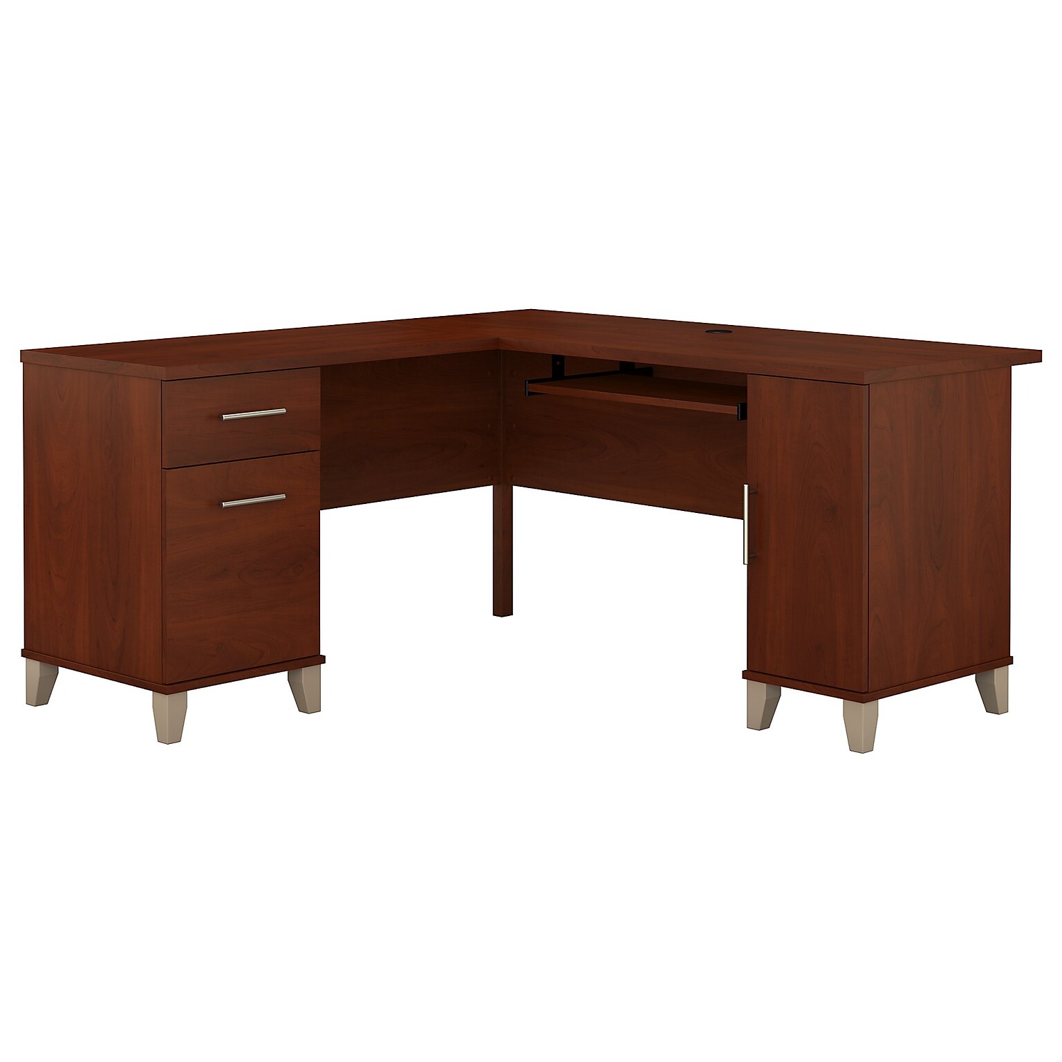Bush Furniture Somerset 60W L Shaped Desk with Storage, Hansen Cherry (WC81730K)