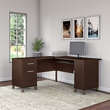 Bush Furniture Somerset 60W L Shaped Desk with Storage, Mocha Cherry/White (WC81830K)