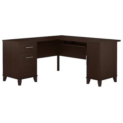 Bush Furniture Somerset 60W L Shaped Desk with Storage, Mocha Cherry (WC81830K)