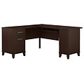 Bush Furniture Somerset 60W L Shaped Desk with Storage, Mocha Cherry (WC81830K)