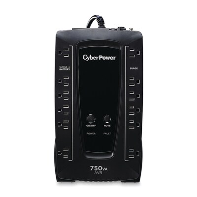 Cyberpower AVR Series 750VA UPS, 12-Outlets, Black (AVRG750U)
