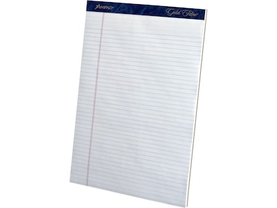 Ampad Gold Fibre Notepads, 8.5" x 11.75", Narrow Ruled, White, 50 Sheets/Pad, 12 Pads/Pack (TOP 20-072)