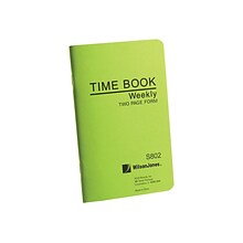 Wilson Jones Foremans Time Book, 4.25 x 6.8, Green, 36 Sheets/Book (S802)