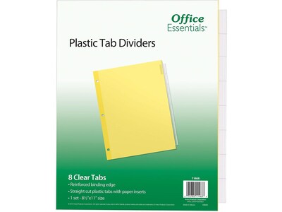 Office Essentials Insertable Paper Dividers, 8 Tabs, Clear (11468)