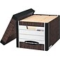 Bankers Box R-Kive® Heavy-Duty FastFold File Storage Boxes, Lift-Off Lid, Letter/Legal Size, Woodgrain, 4/Pack (0072506)
