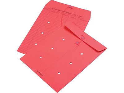 Quality Park Button & String Inter-Departmental Envelopes, 10 x 13, Red, 100/Box (QUA63574)