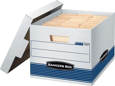 Bankers Box Stor/File™ Medium-Duty FastFold File Storage Boxes, Lift-Off Lid, Letter/Legal Size, Whi