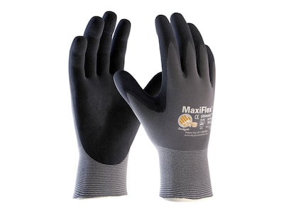 MaxiFlex 34-874 Nitrile Coated Nylon/Elastane Gloves, Large, 15 Gauge, A1 Cut Level, Dark Gray, 12 P