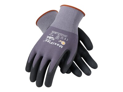 MaxiFlex 34-874 Nitrile Coated Nylon/Elastane Gloves, Medium, 15 Gauge, A1 Cut Level, Dark Gray, 12