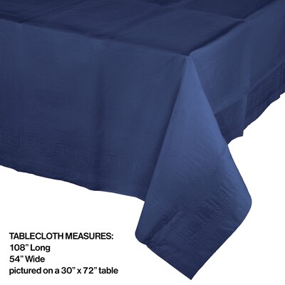 Creative Converting 54"W x 108"L Navy Blue Paper Tablecloths, 3 Count (DTC710242TC)