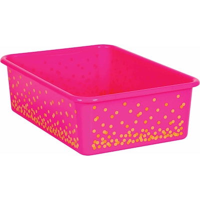 Teacher Created Resources Pink Confetti Large Plastic Storage Bin, Pack of 5 (TCR20898BN)