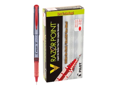 Pilot V Razor Point Liquid Ink Marker Pens, Extra Fine Point, Red Ink, Dozen (11022)