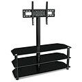 Mount-It! – TV Center Stand – With Mount and Glass Shelves for Audio Video – Black  (MI-863)