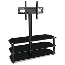 Mount-It! – TV Center Stand – With Mount and Glass Shelves for Audio Video – Black  (MI-863)
