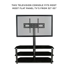 Mount-It! – TV Center Stand – With Mount and Glass Shelves for Audio Video – Black  (MI-863)