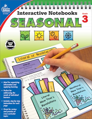 Carson-Dellosa Interactive Notebooks Seasonal, Grade 3 Paperback (105016)