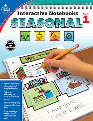 Carson-Dellosa Interactive Notebooks Seasonal, Grade 1 Paperback (105014)