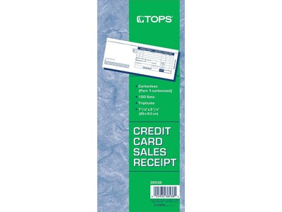 TOPS Credit Card Sales 3-Part Carbonless Receipt, 3.25L x 7.88W, 100/Pack (TOP 38538)