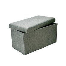 Simplify Faux Linen Double Folding Storage Ottoman (F-0637-Grey)