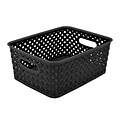 Simplifys Small Resin Wicker Storage Bin, Black (25167-BLACK)