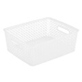 Simplifys Medium Resin Wicker Storage Bin, White (25168-WHITE)