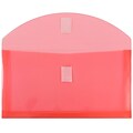 JAM Paper® Plastic Envelopes with Hook & Loop Closure, 1 Expansion, #10, 5.25 x 10, Red Poly, 12