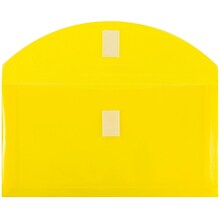 JAM Paper® Plastic Envelopes with Hook & Loop Closure, 1 Expansion, #10, 5.25 x 10, Yellow Poly,