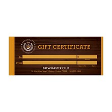 Custom Gift Certificates, 8.5 x 3.5, 14 pt. Coated Stock, 1-Sided