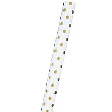 JAM Paper® Polka Dot Gift Wrapping Paper, 25 Sq Ft, White with Gold Dots, Sold Individually (2264322