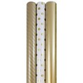 JAM Paper® Gift Wrap, Assorted Wrapping Paper, 75 Sq. Ft Total, Gold Collection, 3/Pack (368532533)