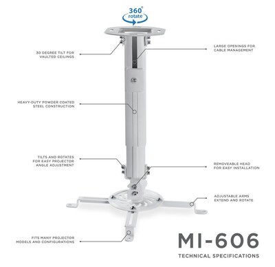 Mount-It! Ceiling Projector Mount Height Adjustable Universal Stand