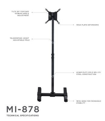 Mount-It! Pedestal TV Stand, Screens up to 42", Black (MI-878)