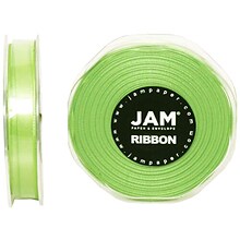 JAM Paper® Double Faced Satin Ribbon, 3/8 inch Wide x 25 yards, Lime Green, Sold Individually (803SA
