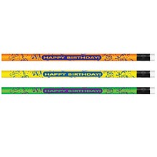 J.R. Moon Pencil Neon Happy Birthday Pencil, Pack of 144 (JRM7917G)