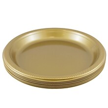 JAM Paper® Round Plastic Disposable Party Plates, Large, 10 1/4 Inch, Gold, 20/Pack(10255LPgl)
