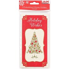 JAM Paper® Christmas Holiday Money Card Set, Holiday Wishes Tree, 6/pack (95231614)