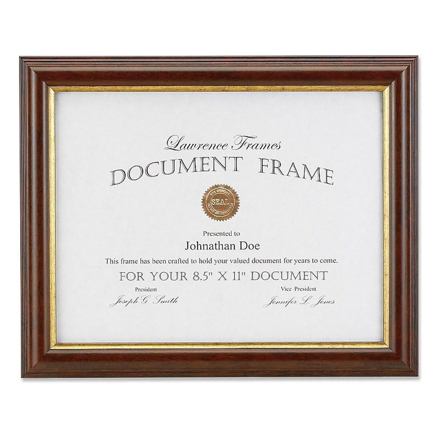 Lawrence Frames Wood Certificate Frame, Walnut (185181)