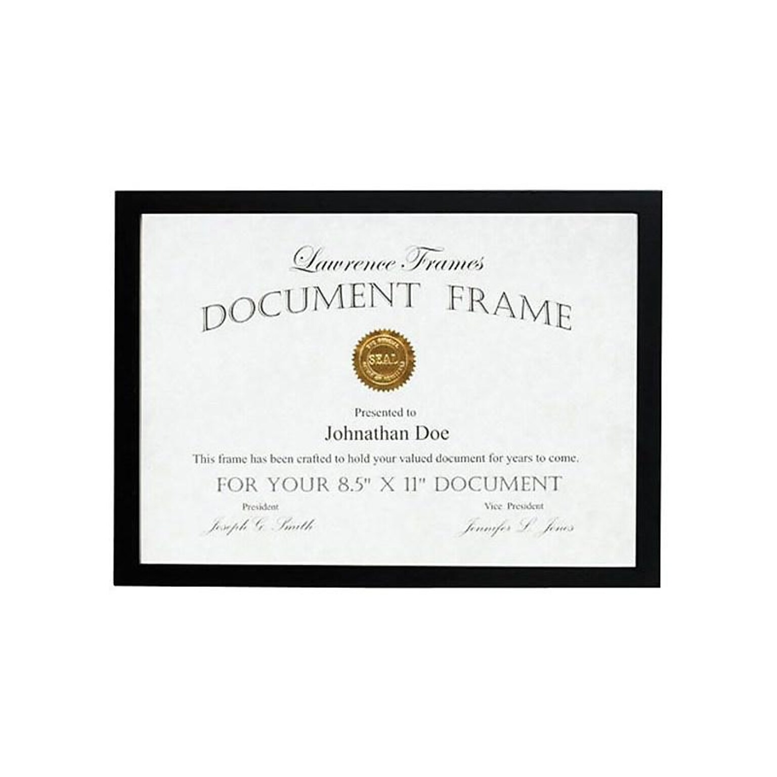 Lawrence Frames 8.5 x 11 Black Wood Certificate Frame (755581)