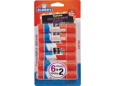 Elmers School Glue Sticks, Washable, 0.21 oz., Purple, 6/Pack (E1591/E1560)